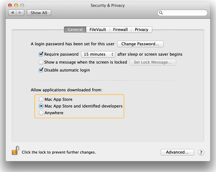 Security settings - not signed apps